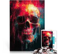 Puzzles 1000 pièces pour Adolescents Art numérique Abstrait de crâne Jouets de Jeu Activités Amusantes à la Maison, Cadeaux d'anniversaire, Cadeaux de Voyage, 38x26cm