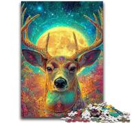 Puzzles 1000 pièces pour Adolescents, Art psychédélique et visionnaire du cerf, 1000 pièces pour Adolescents, Jeu éducatif pour Anniversaire et Noël, à partir de 14 Ans, 50x75cm