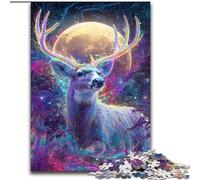 Puzzles 1000 pièces pour Adolescents, Art psychédélique et visionnaire du cerf, Jouet éducatif et décompressant, Cadeau d'anniversaire, décoration Murale (Taille 50x75cm)