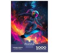 Puzzles 1000 Pièces pour Adolescents Astronaut Snowboarding in Space Puzzles pour Adolescents, Jouets, Décoration Murale, Cadeaux pour Femmes, Cadeau d'anniversaire, Cadeaux, 52x38cm/1000pcs