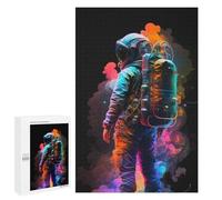 Puzzles 1000 pièces pour adolescents astronaute en couleurs néon puzzles pour adultes Jeux de relaxation UNE œuvre d'art pour anniversaire, Noël 1000 pièces