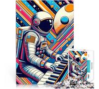 Puzzles 1000 pièces pour Adolescents Astronaute Jouant du Piano Analyse et logique avec Affiche et Feuille de Questions correspondantes 26x38cm