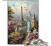 Puzzles 1000 pièces pour Adolescents, Attractions mondiales, Jeu Stimulant et Familial avec des pièces de Formes aléatoires entièrement emboîtables (Taille 50x75cm)