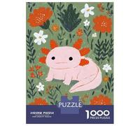 Puzzles 1000 Pièces pour Adolescents Axolotl in A Floral Garden Puzzles pour Adolescents, Jouets Anti-Stress, Difficile, Excellent Cadeau pour Les Jeux 52x38cm/1000pcs