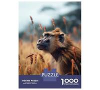 Puzzles 1000 Pièces pour Adolescents Baboon in Tall Wild Grass Animal Photo Puzzles pour Adolescents, Jouets Anti-Stress, Difficile, Excellent Cadeau pour Les Jeux 52x38cm/1000pcs