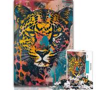 Puzzles 1000 pièces pour Adolescents Basquiat Léopard 1000 pièces pour Adultes, Jeu Familial Anti-Stress, défi Difficile adapté aux Couples (Taille 75x50cm)