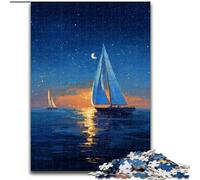 Puzzles 1000 pièces pour Adolescents, Bateau naviguant sous Un Ciel étoilé, Jouets éducatifs, Jeux Anti-Stress, décoration d'intérieur Unique et Cadeaux (Taille 50x75cm)