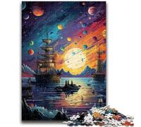 Puzzles 1000 pièces pour Adolescents, Bateau Pirate dans l'univers, Anti-Stress, Vacances à la Maison, liste de souhaits avec Le Père Noël (75x50cm)