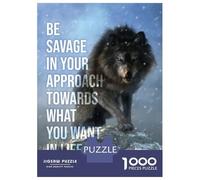 Puzzles 1000 Pièces pour Adolescents Be Savage Wolf Motivation Puzzles pour Adolescents, Jouets Anti-Stress, Difficile, Excellent Cadeau pour Les Jeux 52x38cm/1000pcs