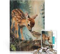 Puzzles 1000 pièces pour Adolescents Bébé cerf et Oiseau Entraînez Votre Cerveau et Vos Mains Collection d'artistes, Beaux-Arts 26x38cm