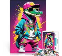 Puzzles 1000 pièces pour Adolescents Bébé Crocodile coloré Jouet éducatif d'apprentissage Jouets de décoration pour la Maison 38x26cm