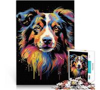 Puzzles 1000 pièces pour Adolescents Berger Australien Aussie Jouet éducatif d'apprentissage Idées Cadeaux 38x26cm