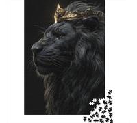 Puzzles 1000 Pièces pour Adolescents Black Lion King Crown-1 Puzzles pour Adultes Jeux Relaxants Assemblage De Motifs Cadeau d'anniversaire, Cadeaux, 52x38cm/1000pcs