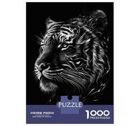 Puzzles 1000 Pièces pour Adolescents Black Silver Tiger Puzzles pour Adultes - Jeux De Construction - Découpe De Précision - Stimule Le Cerveau 52x38cm/1000pcs