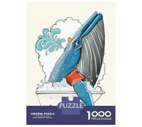 Puzzles 1000 Pièces pour Adolescents Blue Whale in The Bath Puzzles pour Adultes - Jeux De Détente - Assemblage De Motifs pour Les Amateurs De Jeux 38x26cm/1000pcs