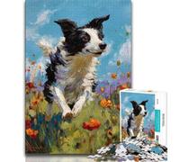 Puzzles 1000 pièces pour Adolescents, Border Collie Courant, Jeu Stimulant, idéal comme Cadeau pour Toute la Famille (75x50cm)