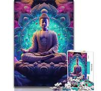 Puzzles 1000 pièces pour Adolescents Bouddha psychédélique, Aide Le Cerveau à exercer des Jouets addictifs pour cultiver la Patience Décoration Parfaite (38x26cm)