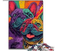 Puzzles 1000 pièces pour Adolescents, Bouledogue français coloré, Jouet éducatif et décompressant, idéal comme Cadeau pour Toute la Famille (Taille 50x75cm)