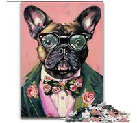 Puzzles 1000 pièces pour Adolescents Bouledogue français en Costume, Jouets éducatifs et Anti-Stress, Interaction Parent-Enfant (Taille 26x38cm)