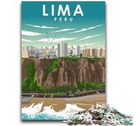 Puzzles 1000 pièces pour Adolescents,Cadeaux,Affiche de Voyage Lima Pérou,pour Les 14 Ans et Plus,Jeu de Quiz,activités Amusantes à la Maison,Cadeau d'anniversaire,Cadeaux de Voyage (Taille 38x26cm)