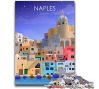 Puzzles 1000 pièces pour Adolescents, Cadeaux, Affiche de Voyage Naples, Italie, Jeu éducatif, Jouet, décoration Murale, Cadeaux d'anniversaire et de Noël Uniques (Taille 50x70cm)