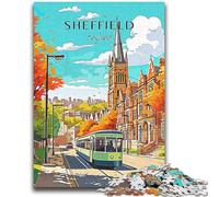 Puzzles 1000 pièces pour Adolescents,Cadeaux Angleterre Sheffield,Voyage pour Les 14 Ans et Plus,Jeu de Quiz,activités Amusantes à la Maison,Cadeau d'anniversaire,Cadeaux de Voyage (Taille 38x52cm)