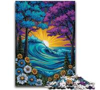 Puzzles 1000 pièces pour Adolescents, Cadeaux, Arbres au Bord de l'océan, pour Les 14 Ans et Plus, Jouets Anti-Stress, Cadeau de Noël ou d'anniversaire, 26x38cm