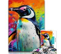 Puzzles 1000 pièces pour Adolescents, Cadeaux, Art coloré, Pingouin, Jeu Familial, Anti-Stress, défi Difficile, adapté aux Couples, 38x26cm