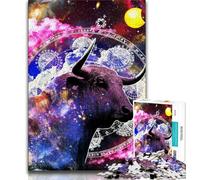 Puzzles 1000 pièces pour Adolescents, Cadeaux, Art Mural du Zodiaque Taureau, 1000 pièces pour Adolescents, Anti-Stress, séjour, Tue Le Temps, Interaction Parent-Enfant (Taille 38x26cm)