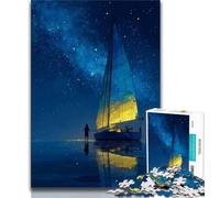 Puzzles 1000 pièces pour Adolescents, Cadeaux, Bateau naviguant sous Le Ciel étoilé, Puzzle 1000 pièces, adapté à la décoration de Bureau pour Les Enfants de 14 Ans et Plus (Taille 38x26cm)