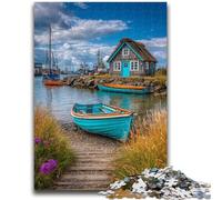 Puzzles 1000 pièces pour Adolescents, Cadeaux, Bateaux sur Une île de villégiature, Jeux éducatifs, décoration d'intérieur, Cadeau d'anniversaire, Cadeaux pour Les 14 Ans et Plus, 26x38cm