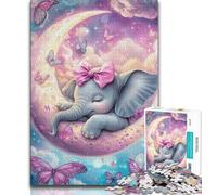 Puzzles 1000 pièces pour Adolescents, Cadeaux, bébé éléphant endormi, Difficile à réaliser, mais Amusant et Humoristique, Cadeau d'anniversaire, Cadeaux, décoration Murale (75x50cm)