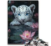 Puzzles 1000 pièces pour Adolescents Cadeaux Bébé léopard des neiges Aide Le Cerveau à exercer des Jouets addictifs pour cultiver la Patience Une œuvre d'art 26x38cm