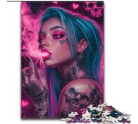 Puzzles 1000 pièces pour Adolescents Cadeaux, Belle Fille tatouée, entraînez Votre Cerveau et Vos Mains Cadeaux d'anniversaire Uniques pour Les 14 Ans et Plus (Taille 26x38cm)