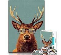 Puzzles 1000 pièces pour Adolescents, Cadeaux Cerf Portant des Lunettes, 1000 pièces pour Adultes, Jouet éducatif intellectuel décompressant, décoration Parfaite (Taille 38x26cm)
