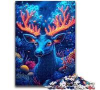 Puzzles 1000 pièces pour Adolescents, Cadeaux Cerf psychédélique, Jeu éducatif, défi, Cadeau d'anniversaire, 26x38cm