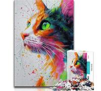 Puzzles 1000 pièces pour Adolescents, Cadeaux, Chat Aquarelle, Jouets éducatifs, Anti-Stress, décoration d'intérieur Unique et Cadeaux (38x26cm)