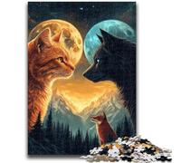 Puzzles 1000 pièces pour Adolescents, Cadeaux, Chat et Loup Orange, Anti-Stress, défi Difficile, idéal comme Cadeau pour Toute la Famille, 50x75cm