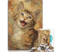 Puzzles 1000 pièces pour Adolescents, Cadeaux, Chat Heureux, Jeu Familial, Anti-Stress, défi Difficile, adapté aux Couples (75x50cm)