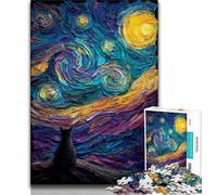 Puzzles 1000 pièces pour Adolescents, Cadeaux, Chat sous Le Ciel étoilé, 1000 pièces pour Adultes, Jeux éducatifs, décoration d'intérieur, Convient pour la décoration de Bureau (Taille 75x50cm)
