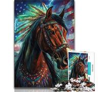 Puzzles 1000 pièces pour Adolescents, Cadeaux Cheval Indien 1000 pièces pour Adolescents, pour Un Jeu Stimulant et Familial (Taille 38x26cm)