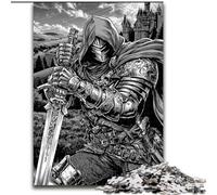 Puzzles 1000 pièces pour Adolescents, Cadeaux Chevalier Noir et Blanc, activité familiale, décoration d'intérieur Unique et Cadeaux pour Les 14 Ans et Plus (Taille 26x38cm)