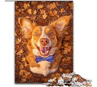 Puzzles 1000 pièces pour Adolescents, Cadeaux, Chien dans Les Feuilles mortes, Jouets éducatifs, Jeux Anti-Stress, Interaction Parent-Enfant (Taille 26x38cm)