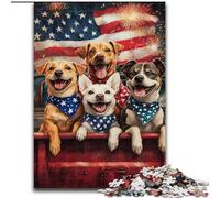 Puzzles 1000 pièces pour Adolescents, Cadeaux, Chien Drapeau américain, Jouet éducatif et décompressant, Cadeau d'anniversaire, Cadeaux 50x75cm