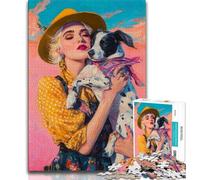 Puzzles 1000 pièces pour Adolescents,Cadeaux : Chienne Cow-Girl dans Les Fleurs Sauvages,Difficile à réaliser,mais Amusant et Humoristique,Cadeau d'anniversaire,Cadeaux,décoration Murale (38x26cm)