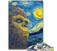 Puzzles 1000 pièces pour Adolescents Cadeaux Chimpanzé sous Le Ciel Nocturne Aide Le Cerveau à exercer Jouets addictifs pour cultiver la Patience Une œuvre d'art 26x38cm