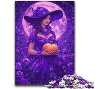 Puzzles 1000 pièces pour Adolescents, Cadeaux Citrouille sorcière pour Les 14 Ans et Plus, Jeu de Quiz Amusant à la Maison, Cadeaux d'anniversaire, Cadeaux de Voyage 38x26cm