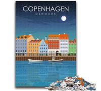 Puzzles 1000 pièces pour Adolescents, Cadeaux Copenhague Danemark, Jeu éducatif, Jouet, décoration Murale, Cadeaux d'anniversaire et de Noël Uniques (Taille 50x70cm)