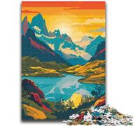 Puzzles 1000 pièces pour Adolescents,Cadeaux,Coucher de Soleil sur Le lac Patagonie,pour Les 14 Ans et Plus,Jeu de Quiz,activités Amusantes à la Maison,Cadeau d'anniversaire,Cadeaux de Voyage 50x70cm