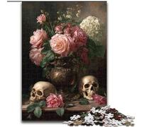 Puzzles 1000 pièces pour Adolescents, Cadeaux, crâne de Fleurs, décoration Murale Artistique et idée Cadeau d'anniversaire pour Amis, Bureau à Domicile 50x75cm